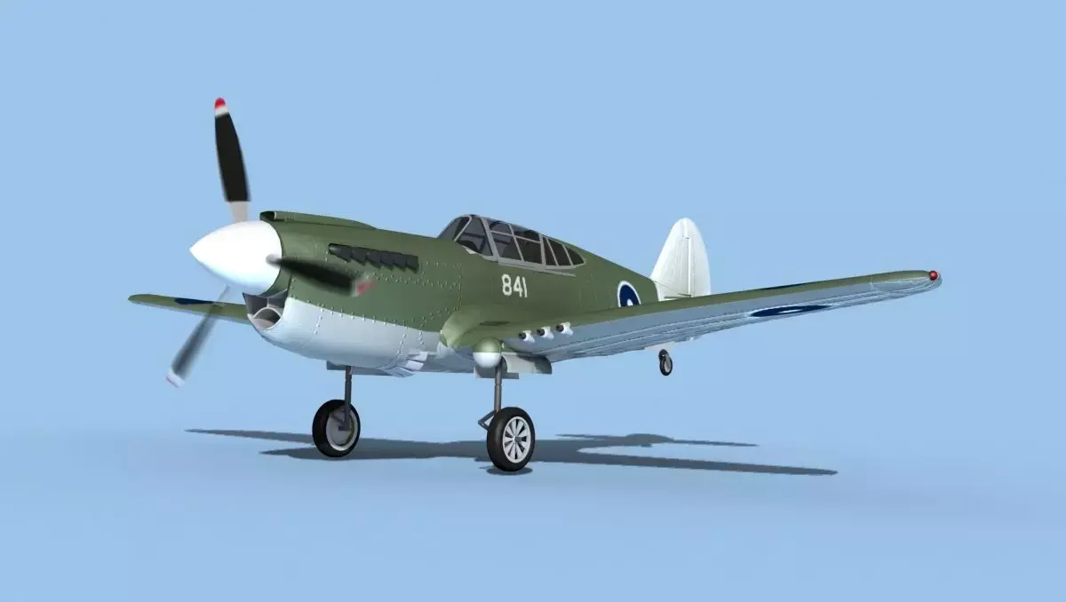 Curtiss P-40F Tomahawk V07 RAAF 3D model