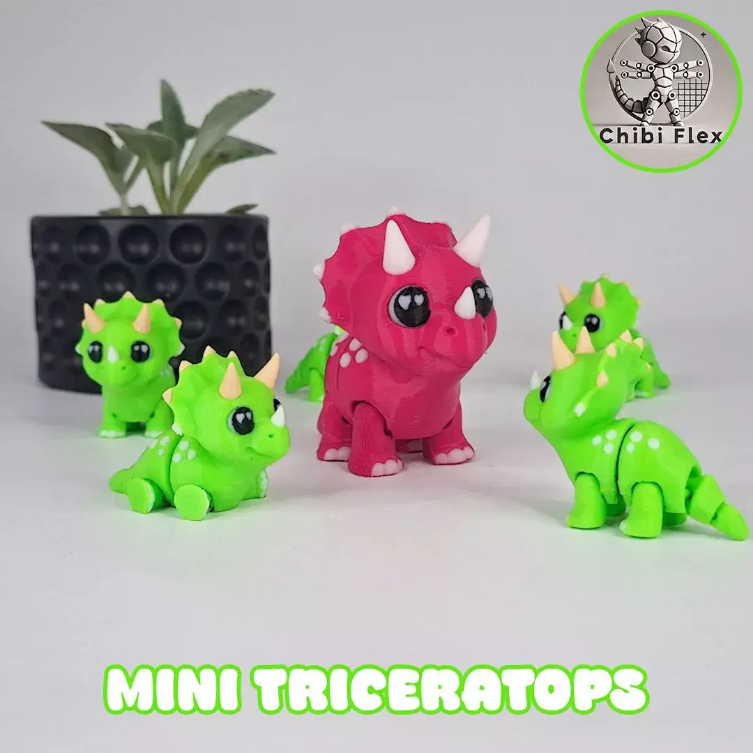 Flexi Mini Triceratops Print In Place No Supports 3D print model