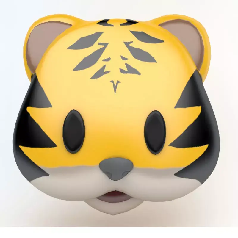 Tiger emoji icon Low-poly 3D model