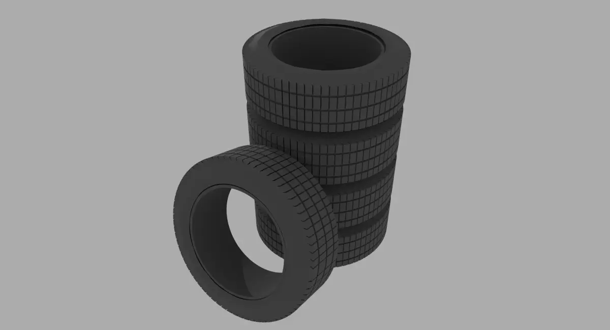 Realistic rubber tire stack Free low-poly 3D model