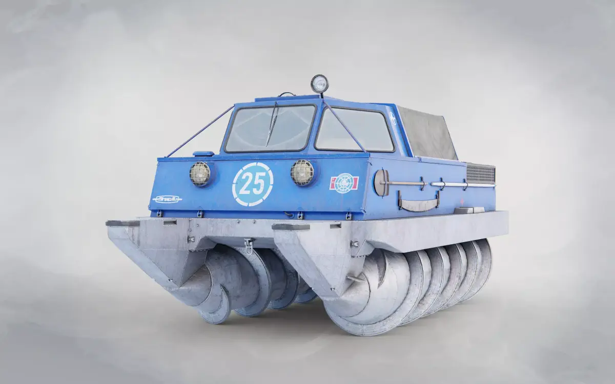 Zil 29061 Soviet all-terrain rescue auger vehicle Game-ready Low-poly 3D model