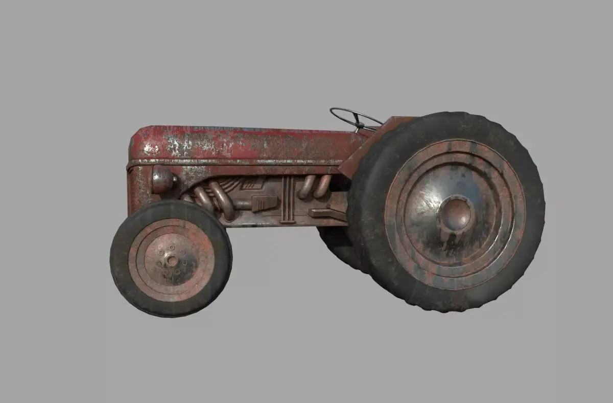 Old Tractor Low-poly 3D model