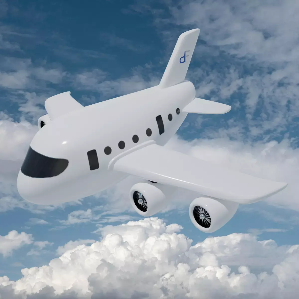 Cartoon Jet Plane - Stylized 3D Asset Low-poly 3D model