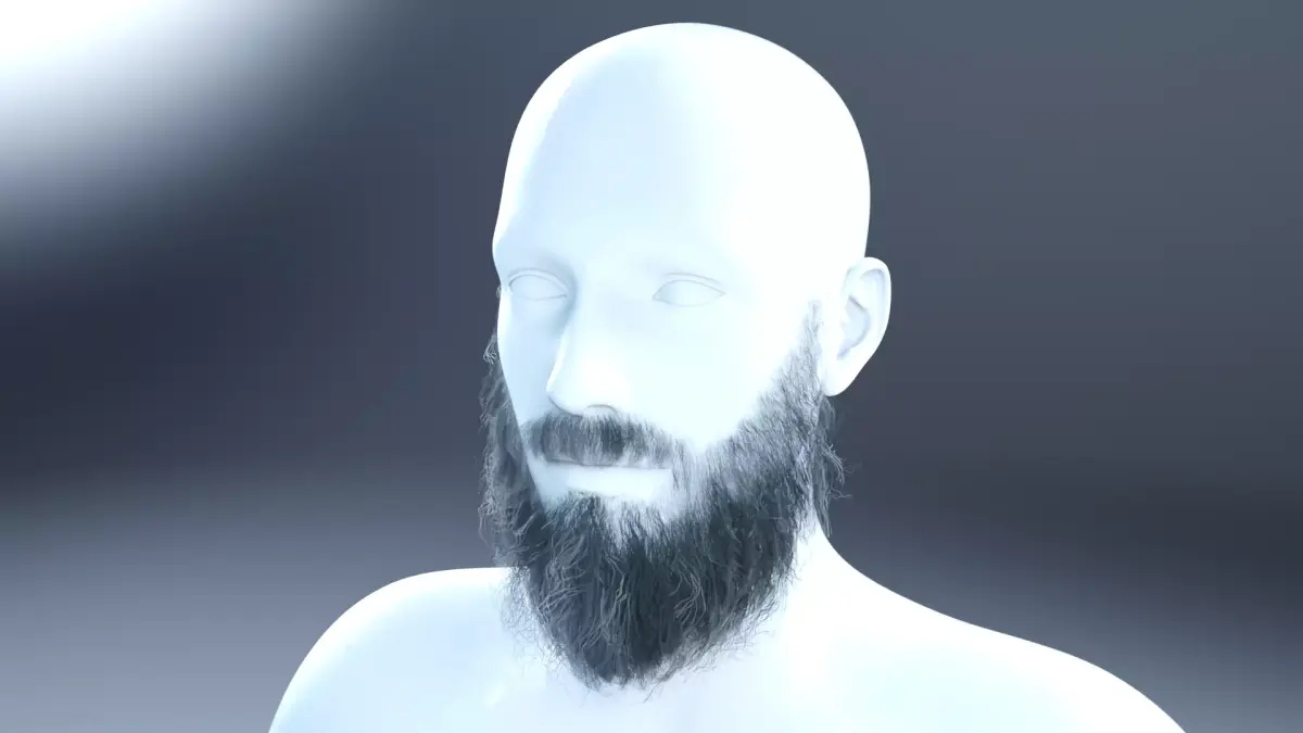 Knight beard low poly hair cards  Low-poly 3D model