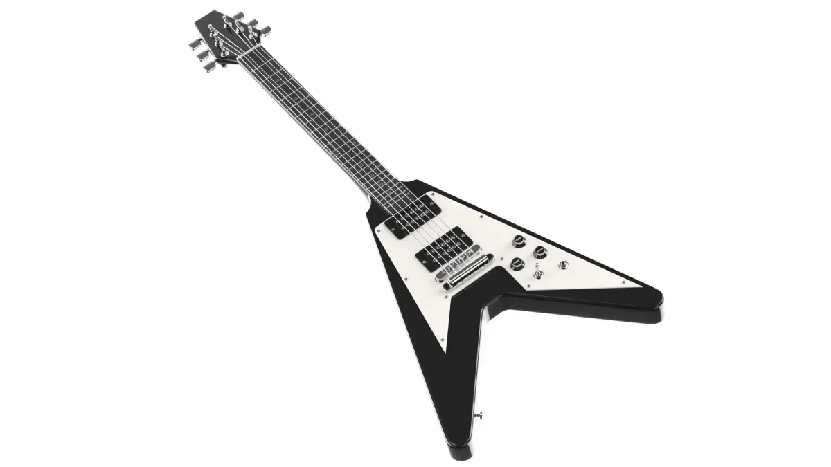 Detailed Black V Electric Guitar 3D model