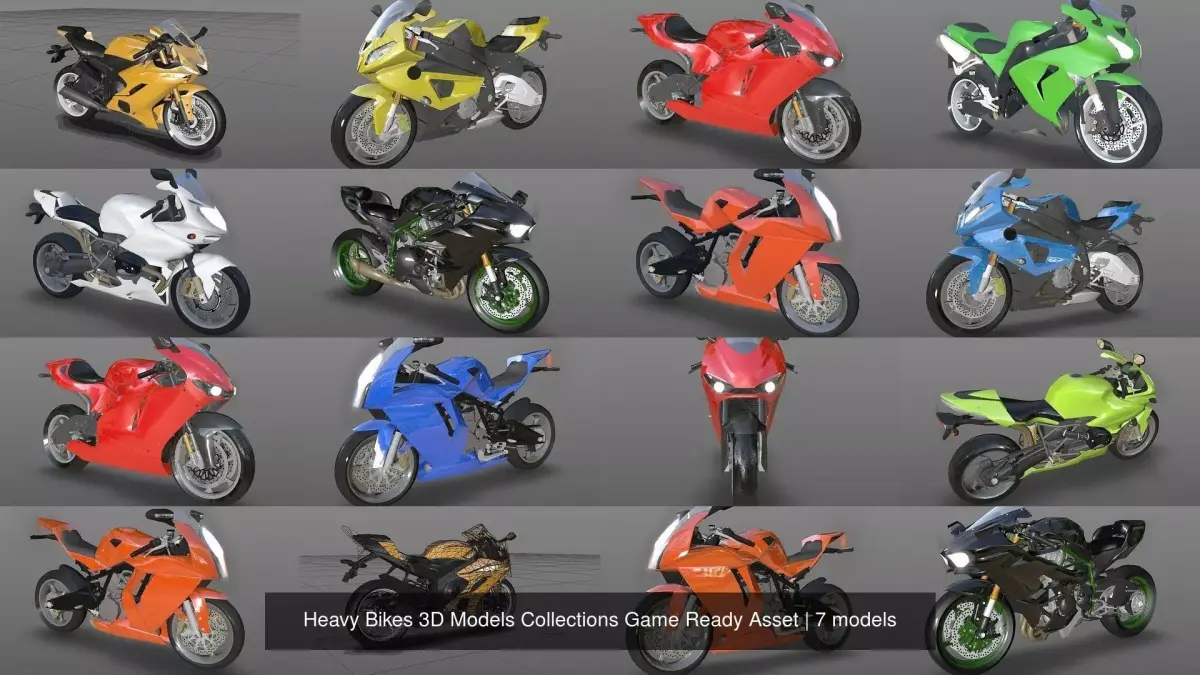 Heavy Bikes 3D Models Collections Game Ready Asset 3D Model Pack purchase