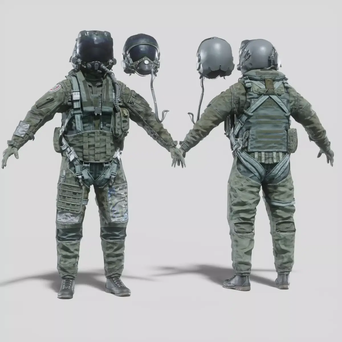 FLIGHT SUIT Fighter Pilot Rigged Low-poly 3D model
