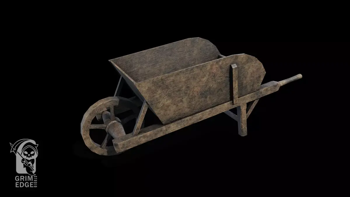 Wooden Cart Low-poly 3D model 19