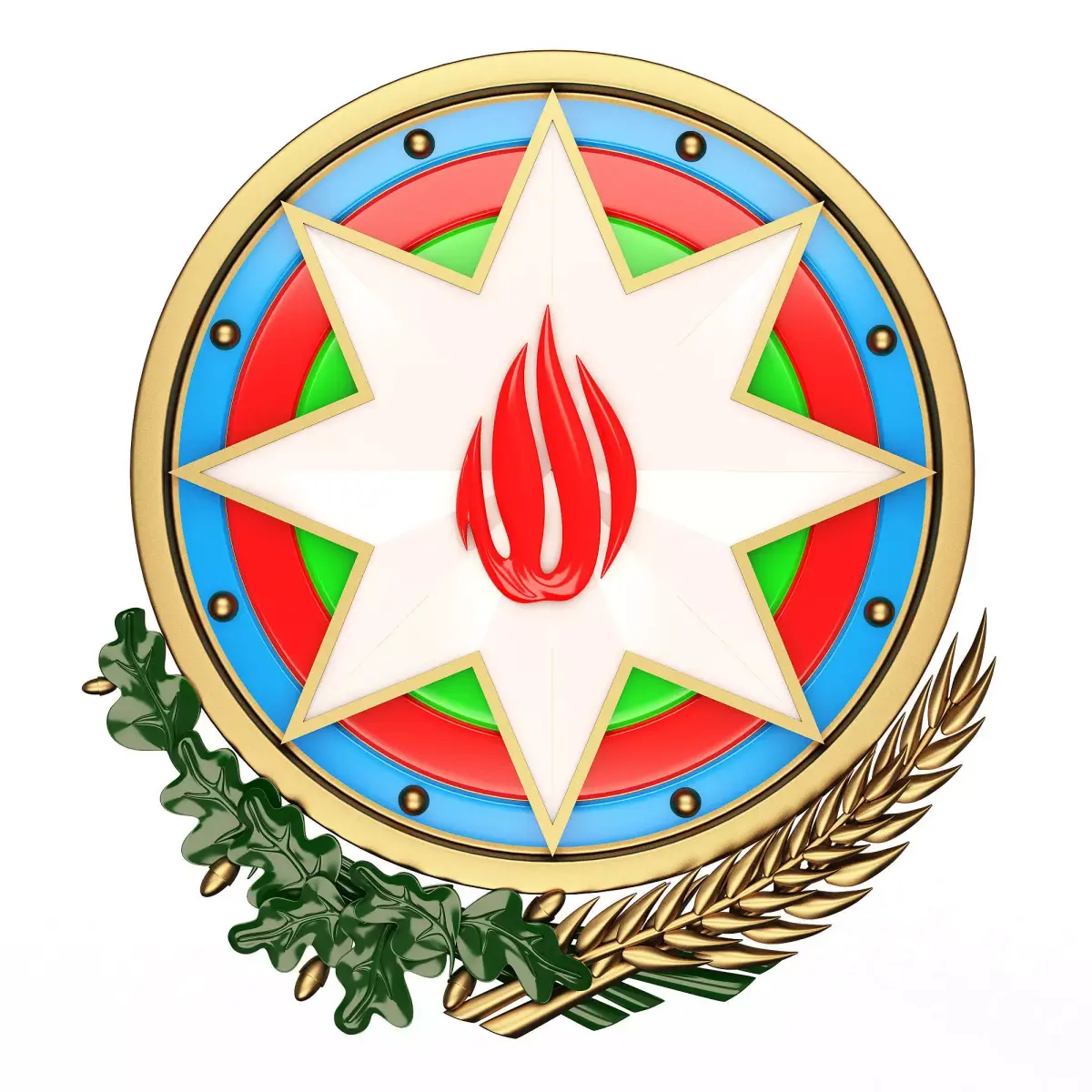 Coat of arms of Azerbaijan Colored Low-poly 3D model