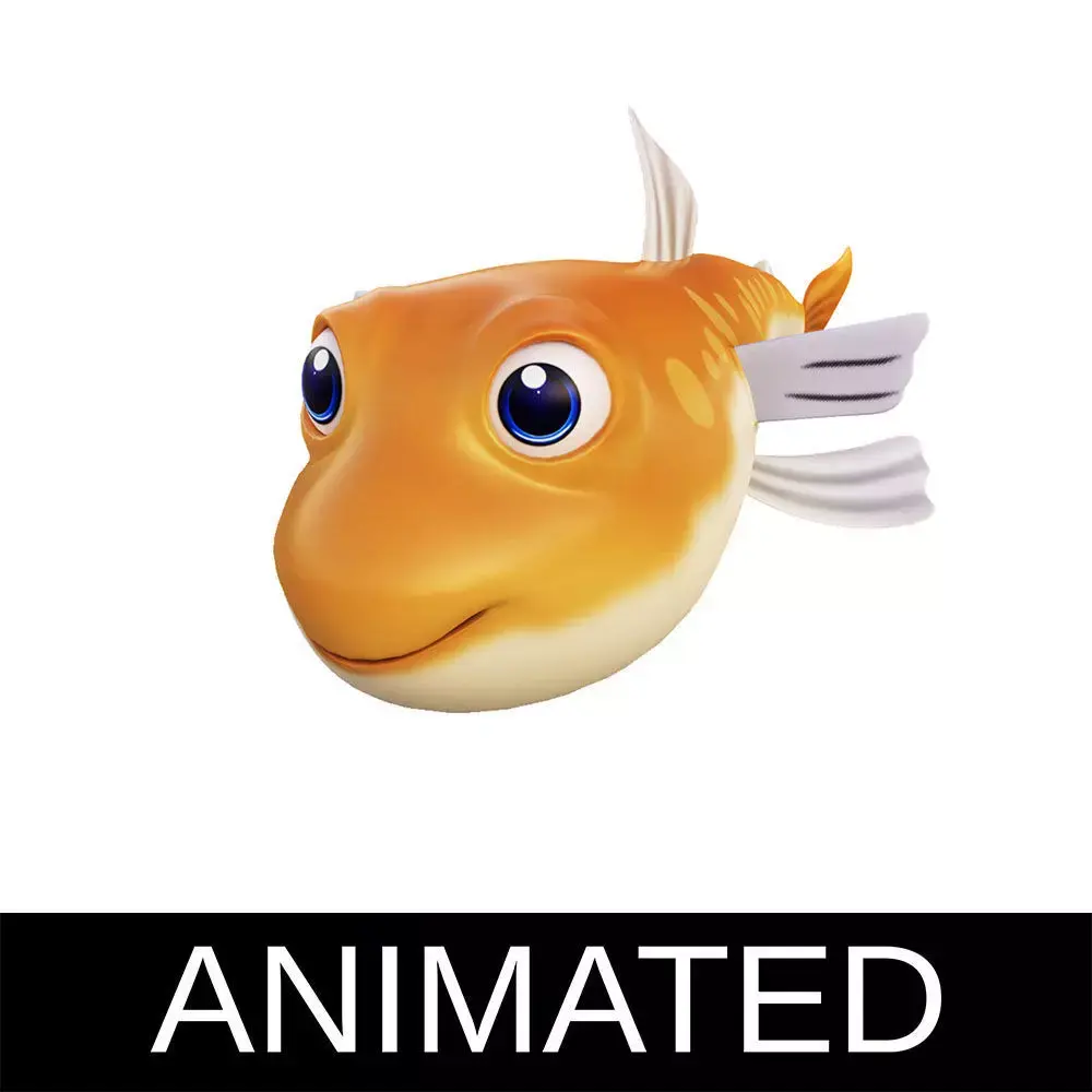 Greater Lizard Fish Cartoon Animated Low-poly 3D model