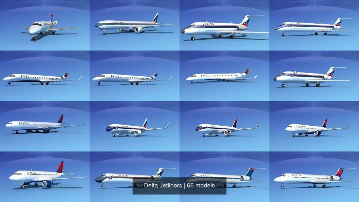 66 Delta Jetliners 3D Model Collection