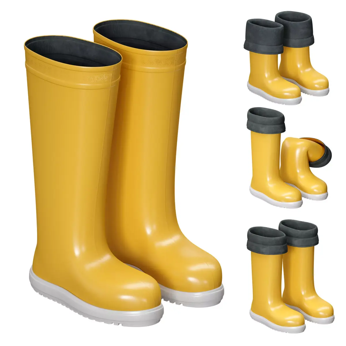 Yellow rubber boots 3D model