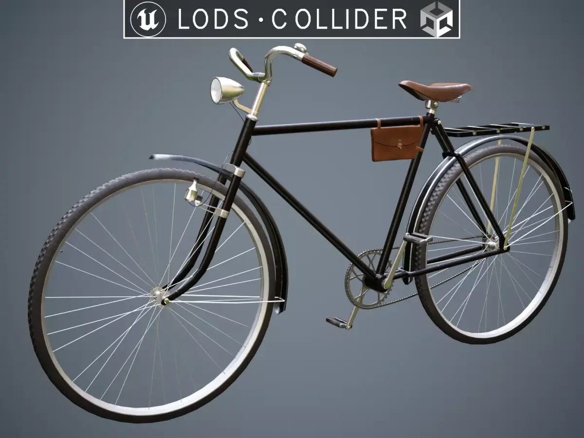 Customizable Vintage Bicycle Black - Updated for 2021 Low-poly 3D model