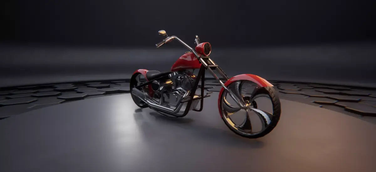Chopper Motorcycle Low-poly 3D model