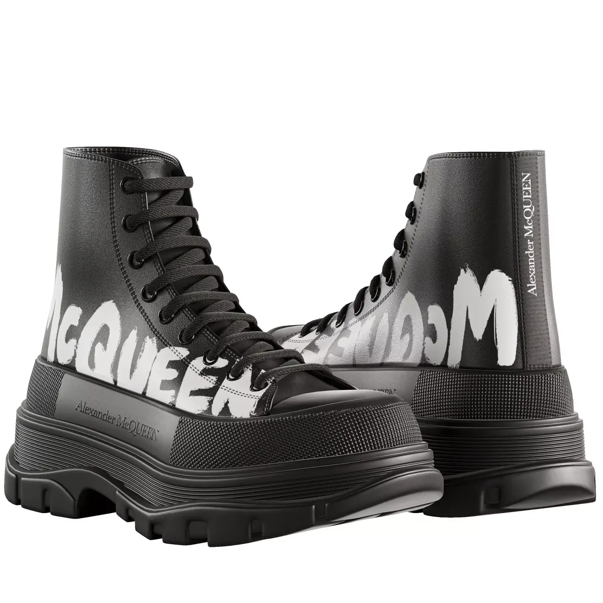 Alexander Mcqueen Tread Slick Boots in Black white  Low-poly 3D model