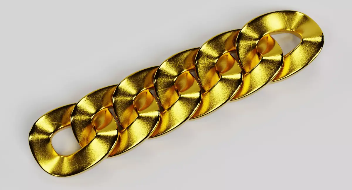 Link Chain V3 - Gold Cuban Style 3D model
