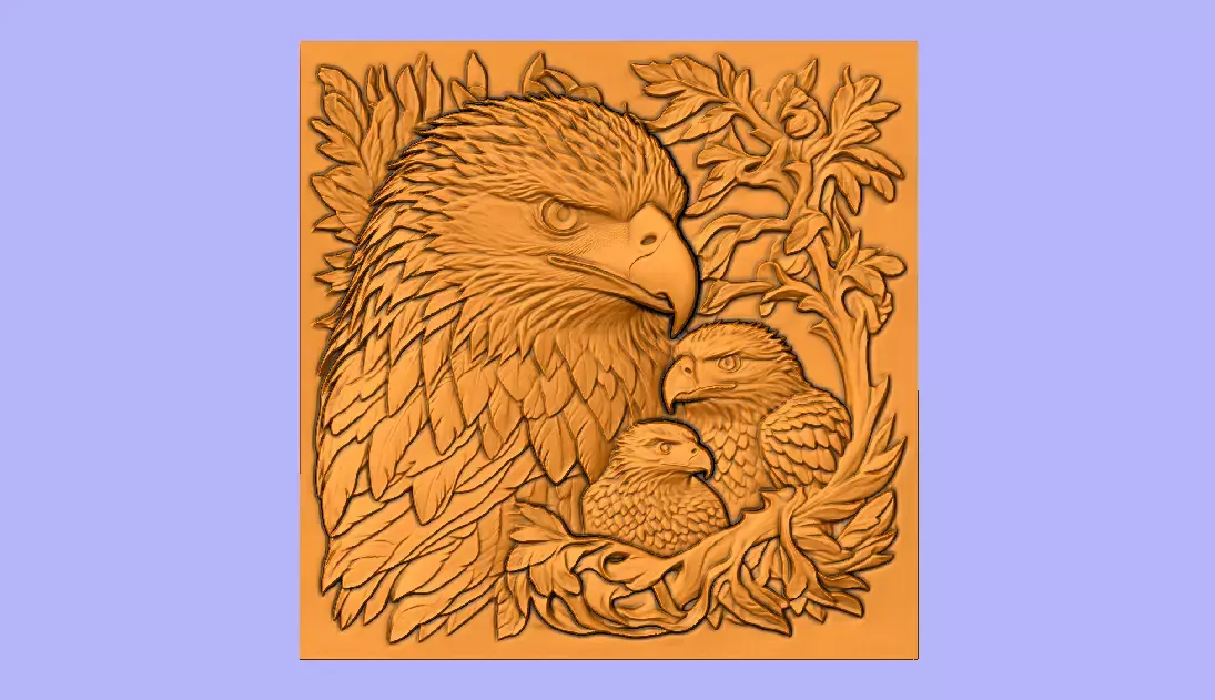 AGUIA E FILHOTES BAS RELIEF 3D model