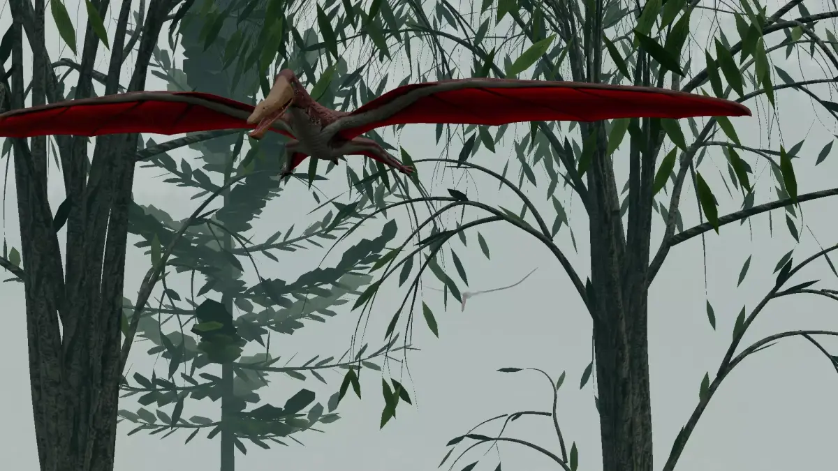 Pterodactylus dragon flying in forest Low-poly 3D model