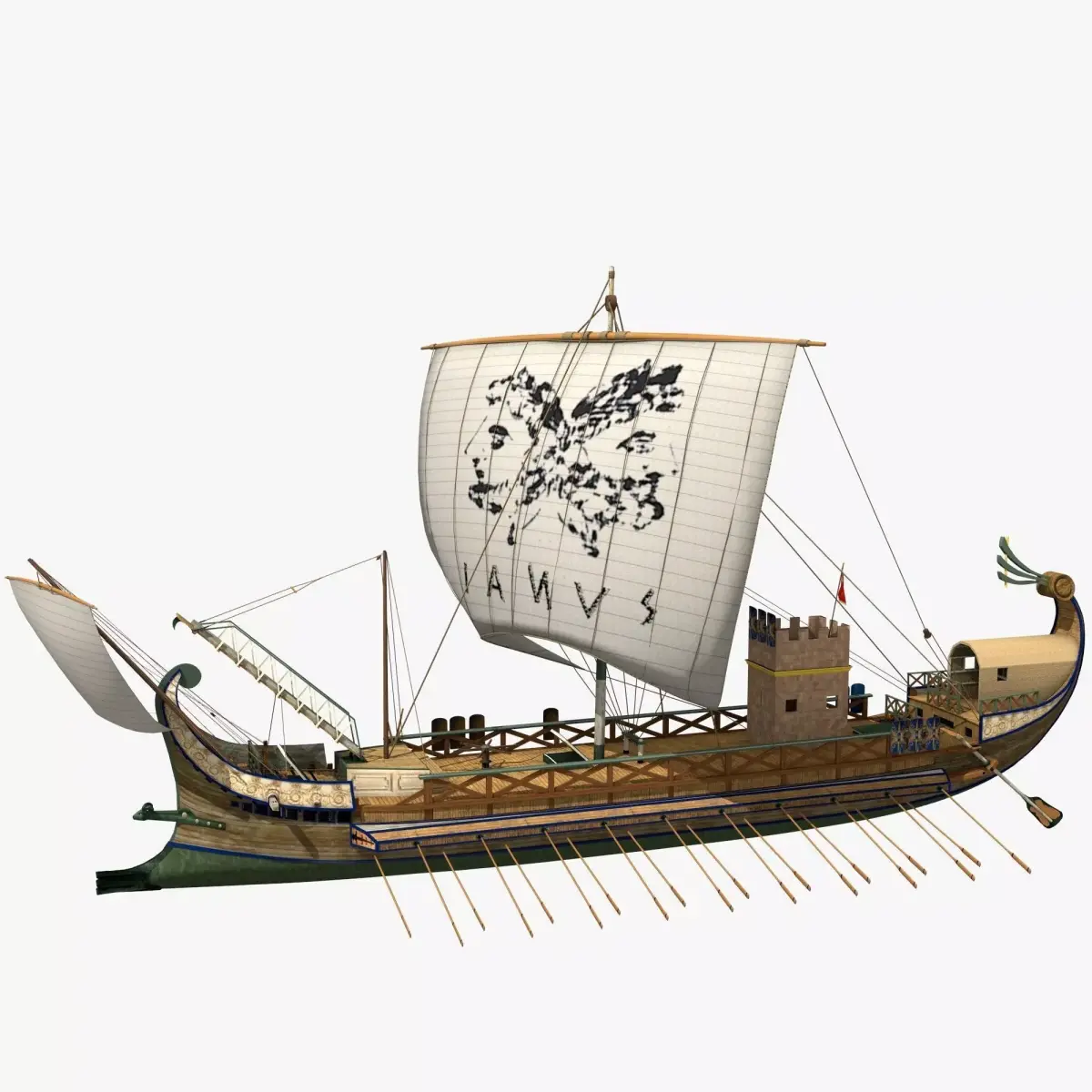 Roman Warship Bireme 3D model