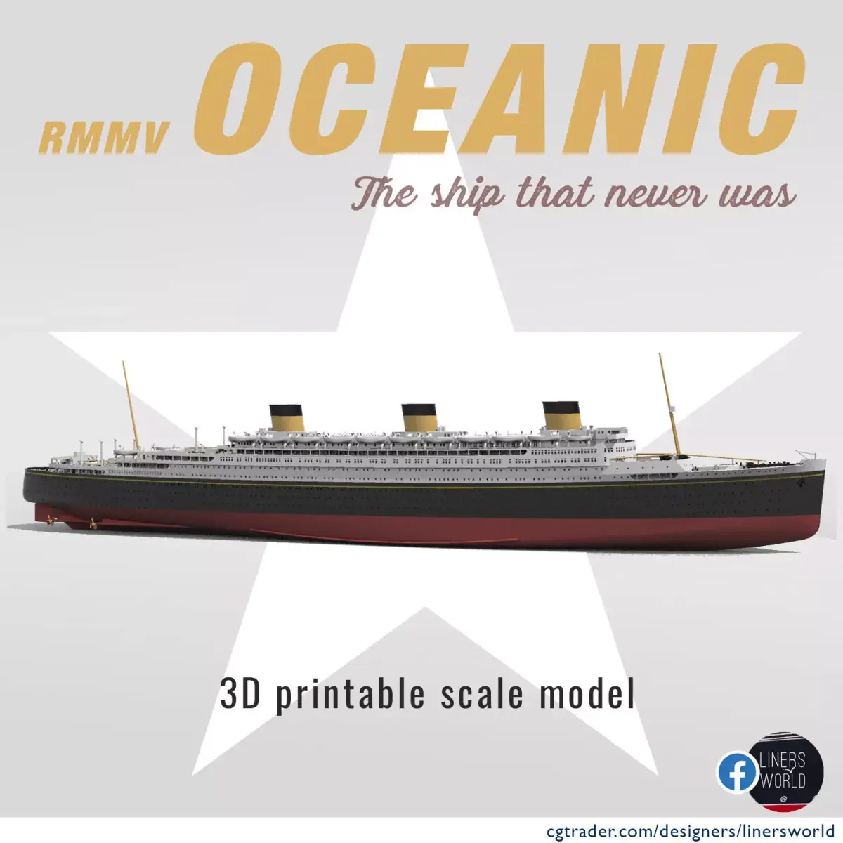 Print ready OCEANIC III White Star Line mega ocean liner  3D print model