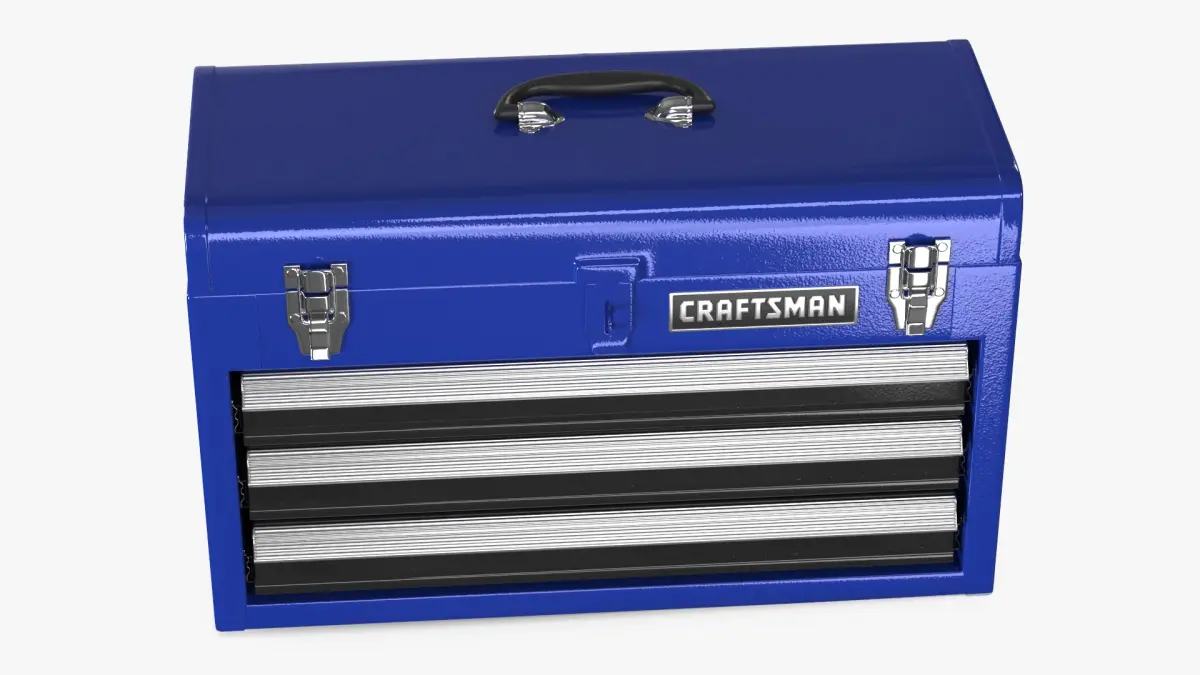 Craftsman Metal Tool Chest Organizer with 3 Storage Drawers Blue 3D model