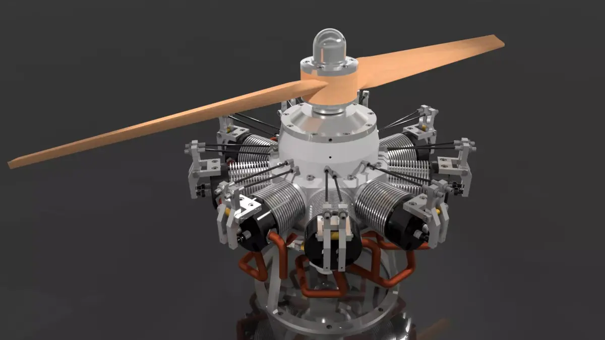 RADIAL NINE CYLINDER ENGINE 1978 3D model