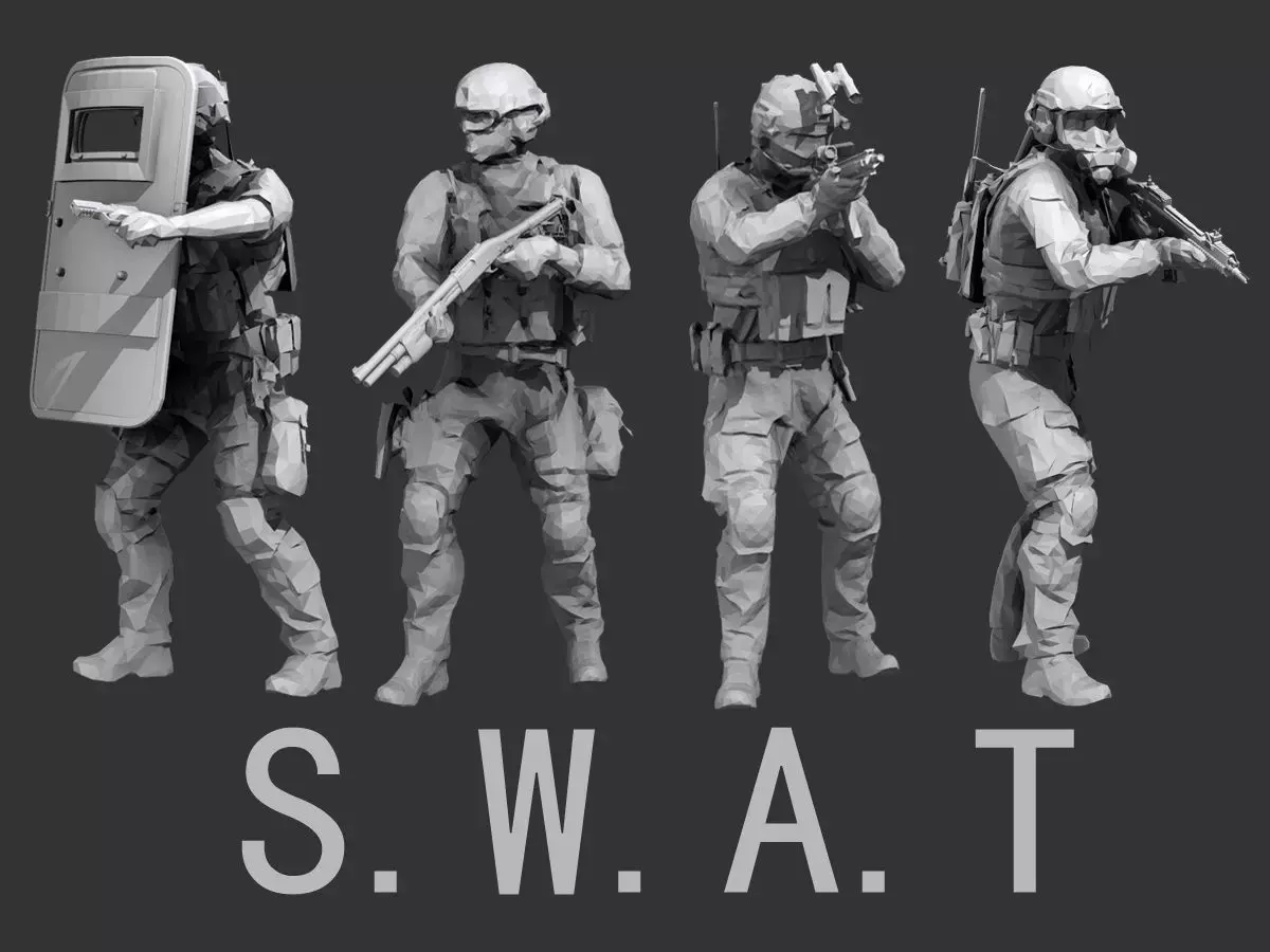 Lowpoly Swat  Low-poly 3D model
