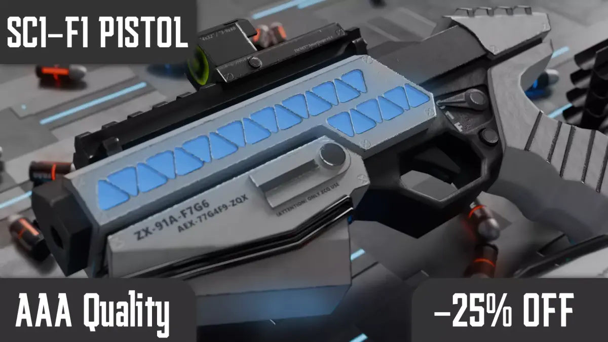 AAA  Sci-Fi Tactical Handgun ZX-91A Low-poly 3D model