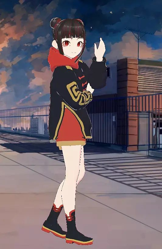 anime kawaii girl character Low-poly 3D model