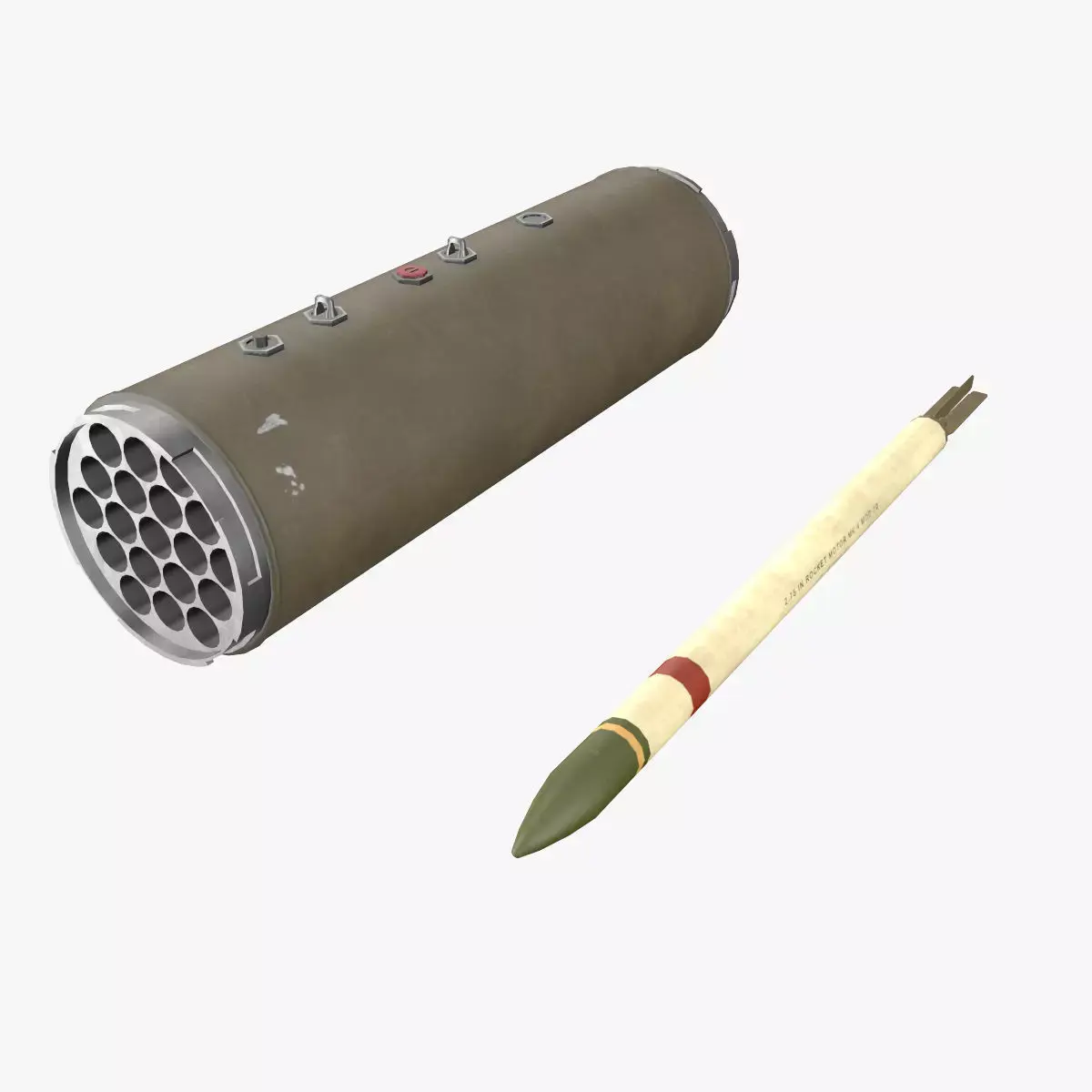 XM-159 Launcher With 70mm Missile Low-poly 3D model