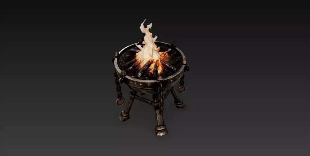 Medieval Brazier Fire Bowl - PBR Low Poly Game Ready Low-poly 3D model