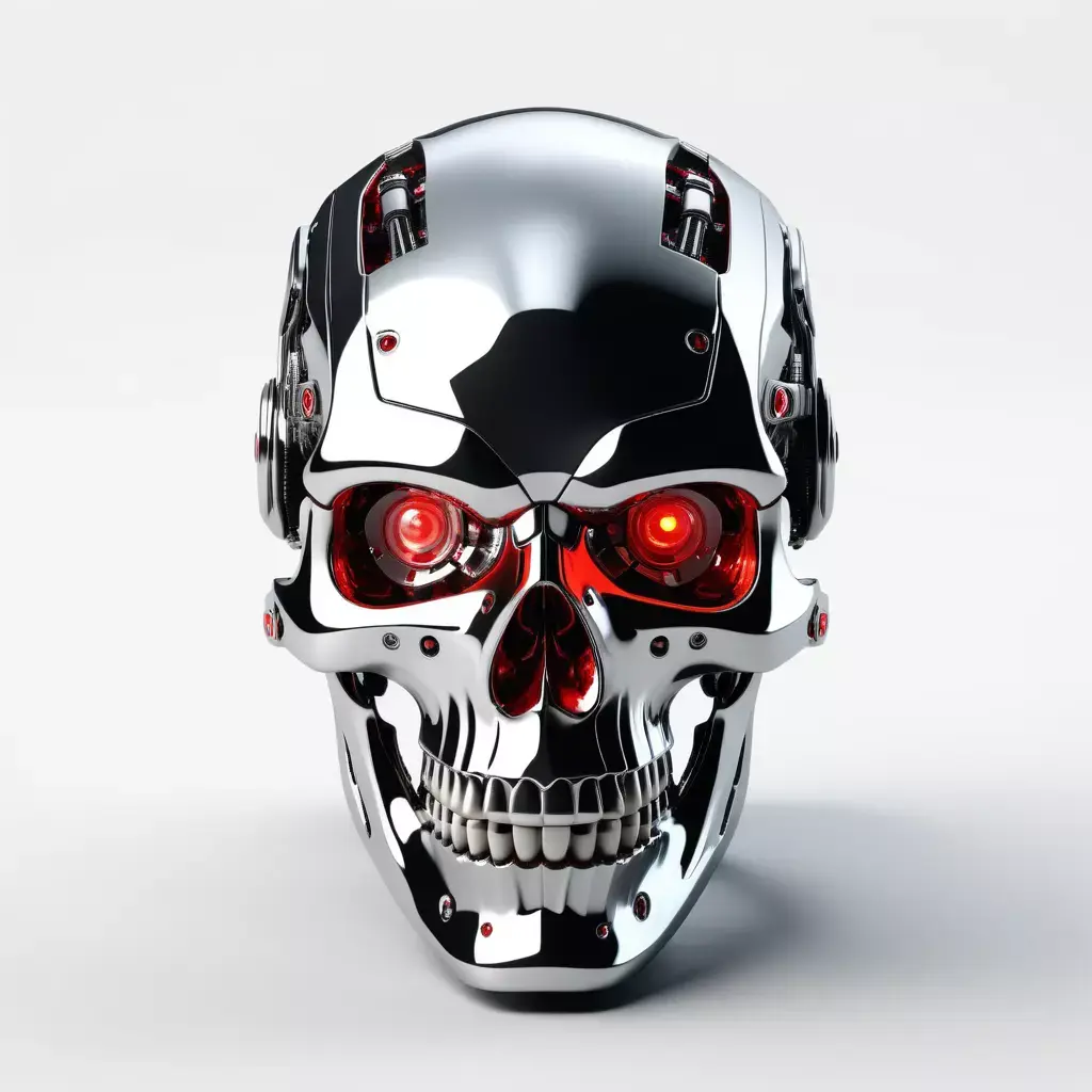 Cybernetic Skull with Chrome Plating 3D model