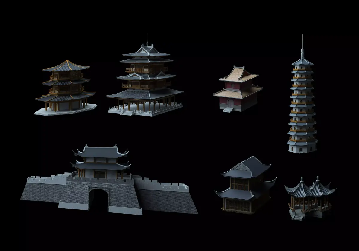 Ancient Chinese Architecture 01  3D model