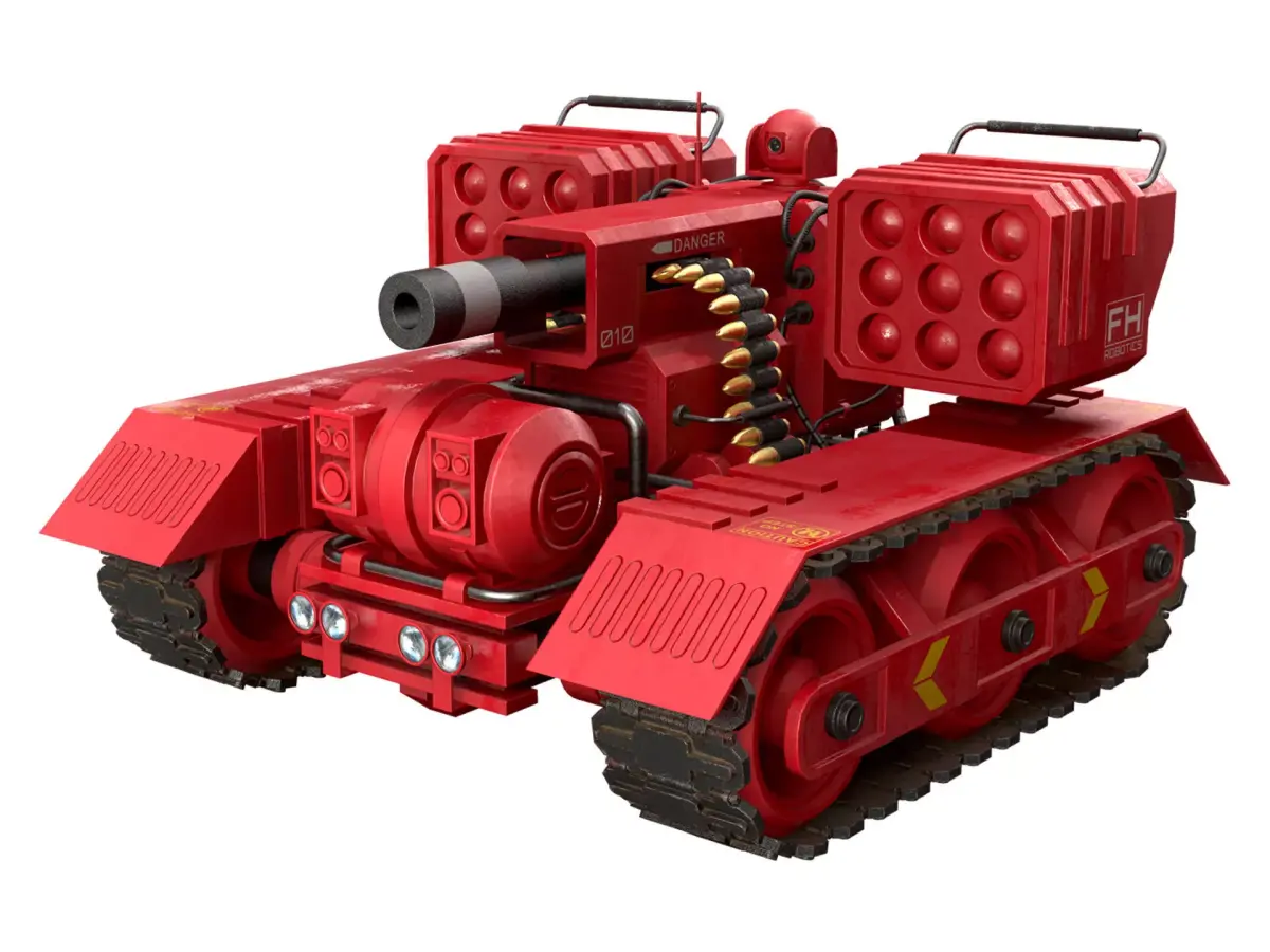 UGV Concept-3B-Red-Clean Low-poly 3D model