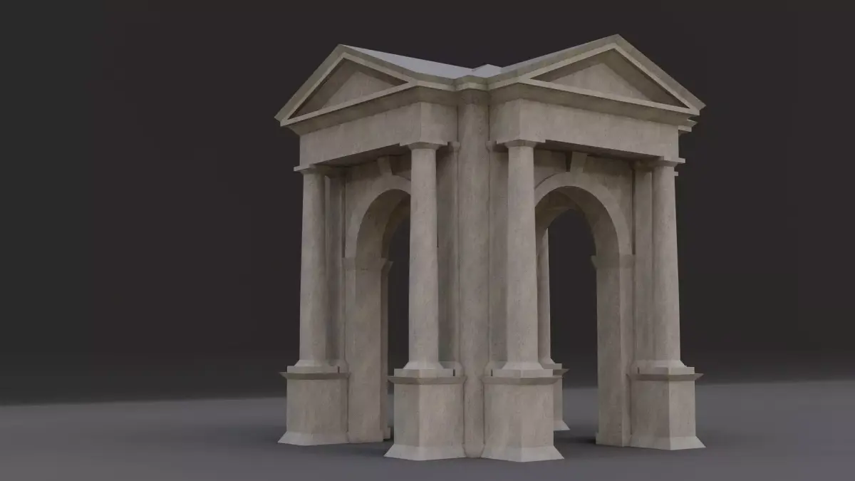Arched portico in the mas  Doric order with freestanding columns Low-poly 3D model