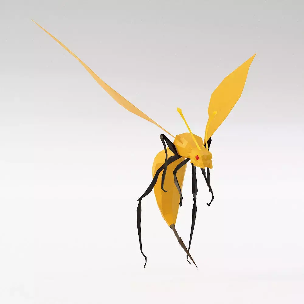 Yellow wasp 3d model  Low-poly 3D model purchase