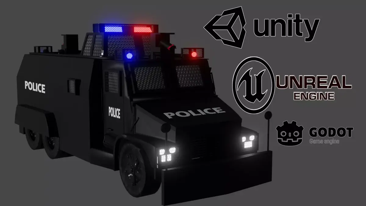 Anti-riot truck police  Low-poly 3D model