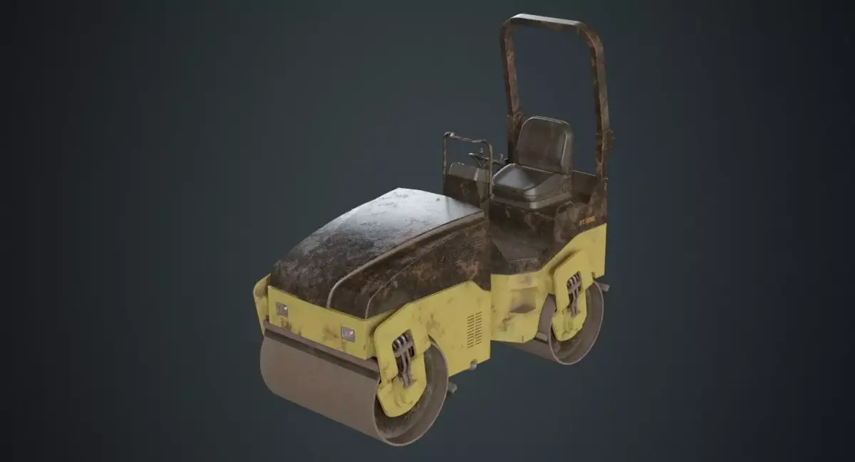 Road Roller 1B Low-poly 3D model