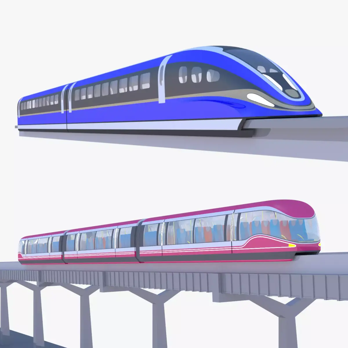 Future trains collection II 3D Model Pack