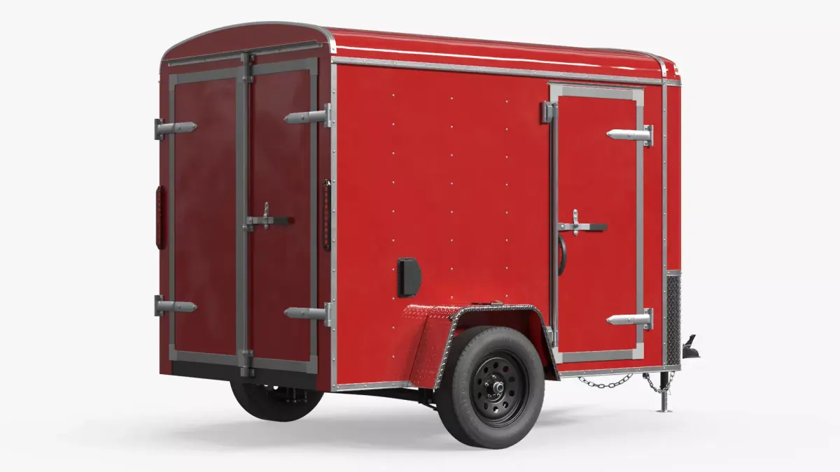 Compact Enclosed Road Trailer Red 3D model