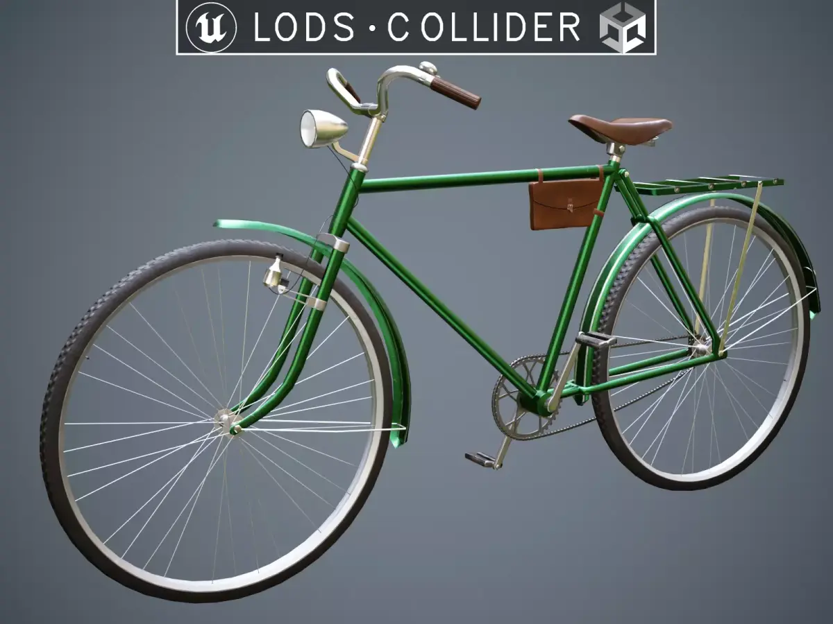 Customizable Vintage Bicycle Green - Updated for 2021 Low-poly 3D model