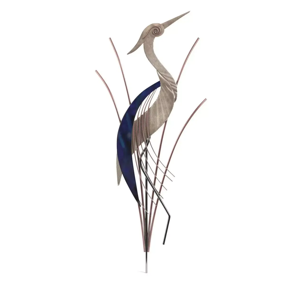 Heron Bird With Head Raised 38 Inch High Metal Wall Art PBR 3D model