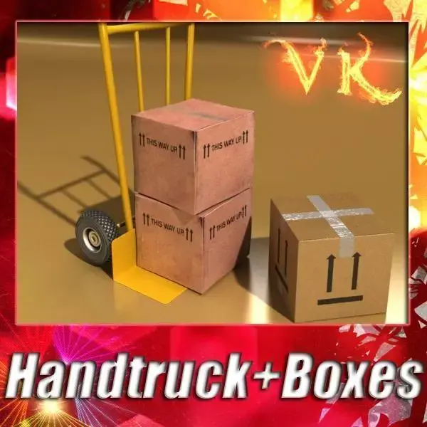 Hand Truck   boxes 3D model