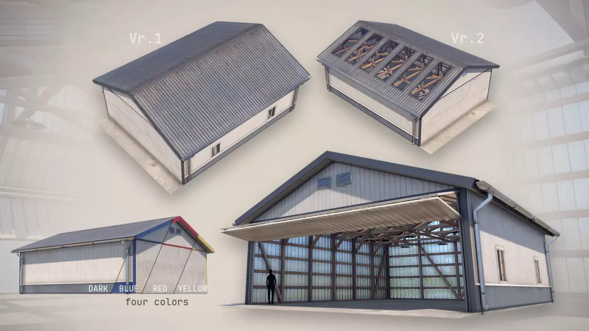 Airfield Hangar 12m 3D Model Collection