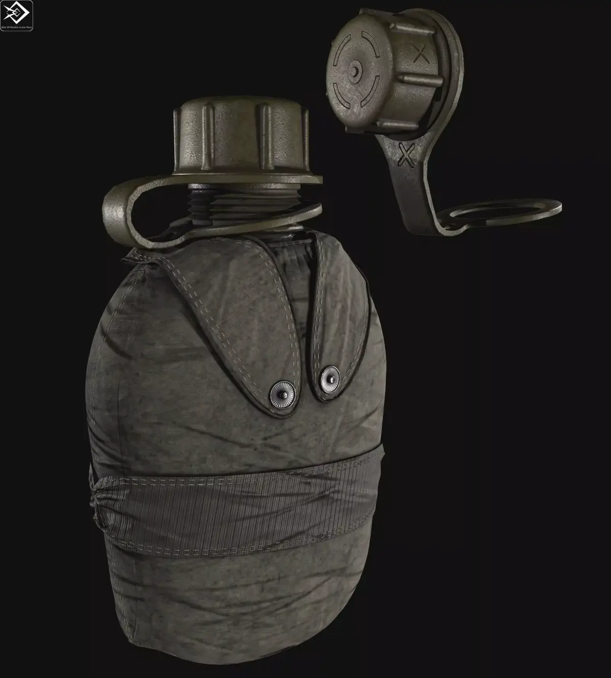Army Water Bottle Low-poly 3D model