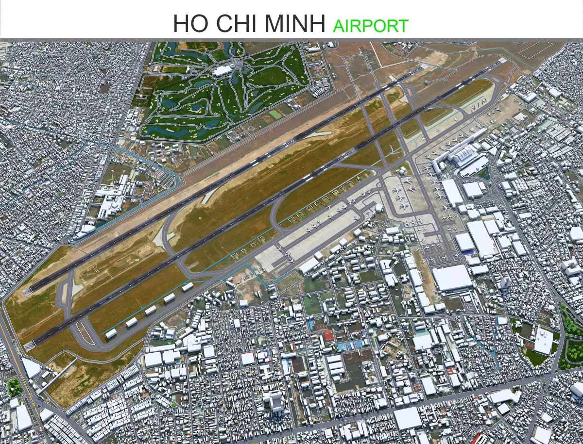 Tan Son Nhat Ho Chi Minh Airport 10km Low-poly 3D model