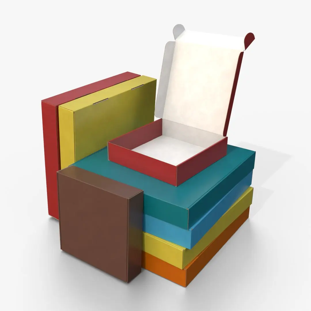 Mailer Boxes - Colored Low Profile Set 3D model