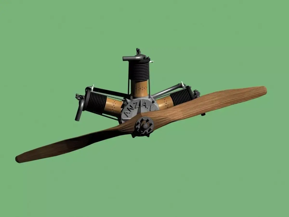 Vintage aircraft engine 1910 3D model