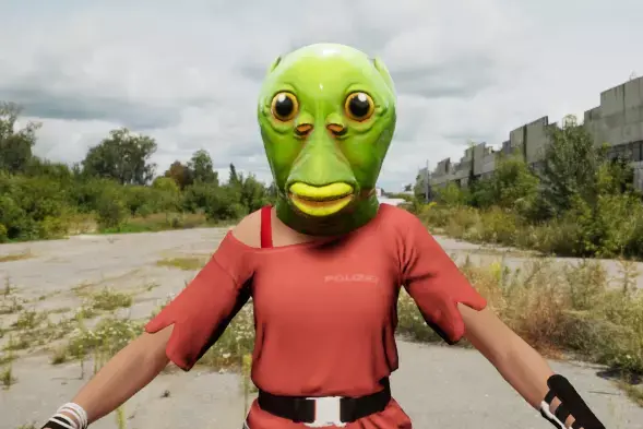 Next-Gen PBR Fat Head Fish TikTok Fish Funny Prank Mask Headset Low-poly 3D model