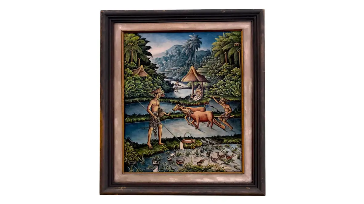 Balinese picture green frame rural landscape Low-poly 3D model